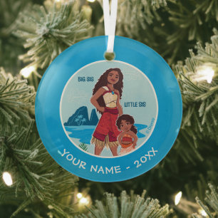 Moana & Simea: Big Sis Little Sis Glass Ornament