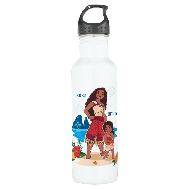 Moana & Simea: Big Sis Little Sis Stainless Steel Water Bottle (Front)
