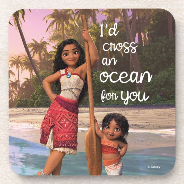 Moana & Simea: I'd Cross an Ocean For You Beverage Coaster (Front)