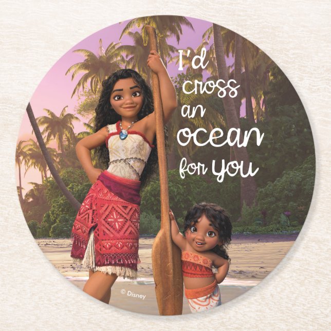 Moana & Simea: I'd Cross an Ocean For You Round Paper Coaster (Front)