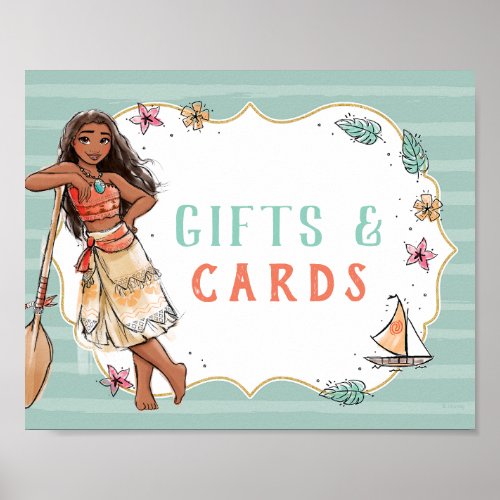 Moana  Striped Watercolor Birthday Gifts  Cards Poster