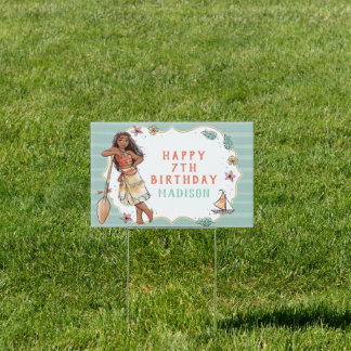 Moana | Striped Watercolor Birthday Sign