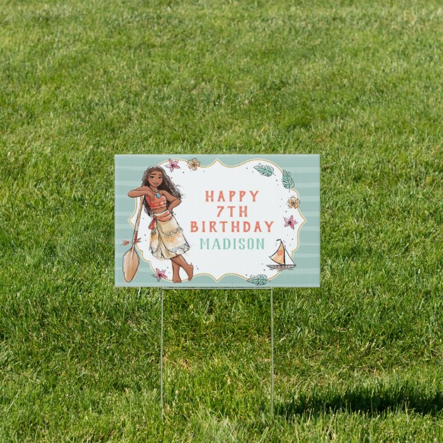 Moana | Striped Watercolor Birthday Sign (Insitu)