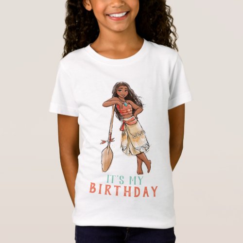 Moana  Striped Watercolor Birthday T_Shirt