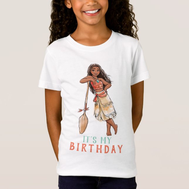 Moana | Striped Watercolor Birthday T-Shirt (Front)