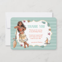 Moana | Striped Watercolor Birthday Thank You