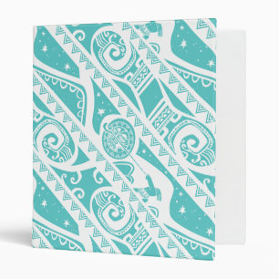 Moana   Teal Tribal Pattern 3 Ring Binder