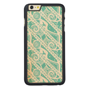 Moana Teal Tribal Pattern Carved Maple iPhone 6 Plus Case