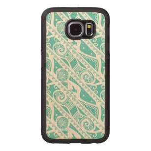 Moana   Teal Tribal Pattern Carved Wood Samsung Galaxy S6 Case