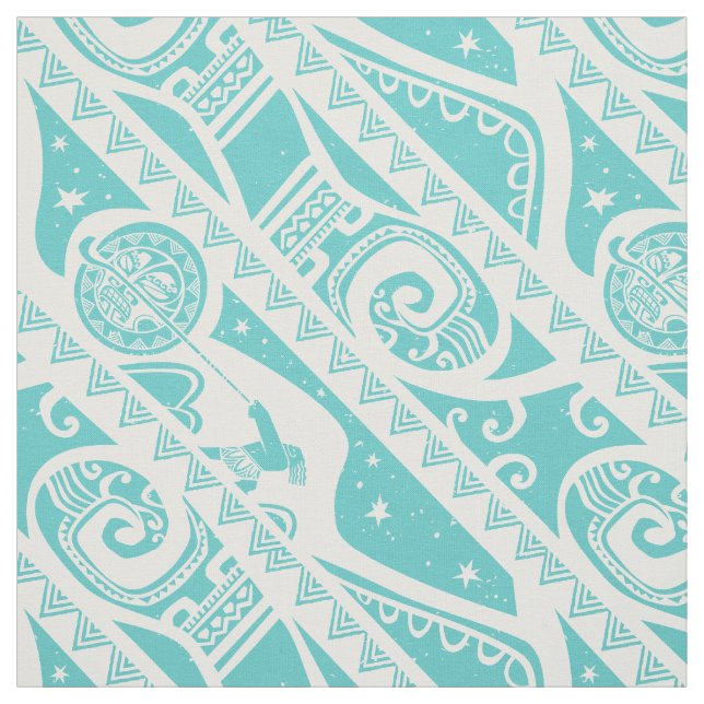 Moana | Teal Tribal Pattern Fabric (Swatch)