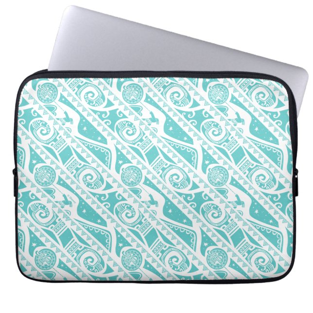 Moana | Teal Tribal Pattern Laptop Sleeve (Front)