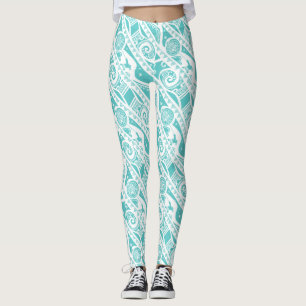 Moana   Teal Tribal Pattern Leggings