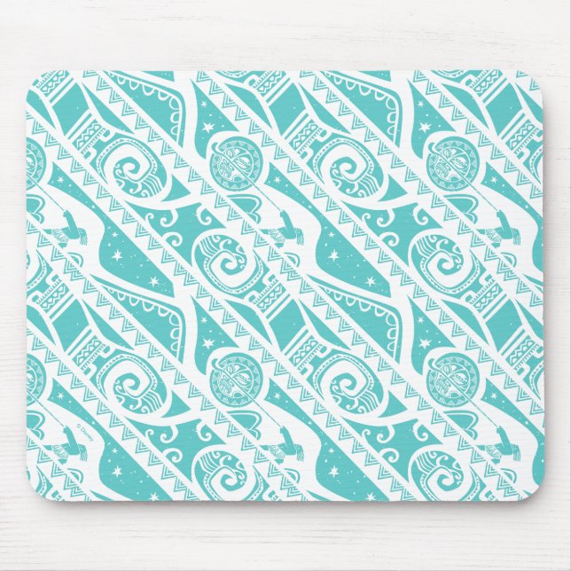 Moana | Teal Tribal Pattern Mouse Pad (Front)