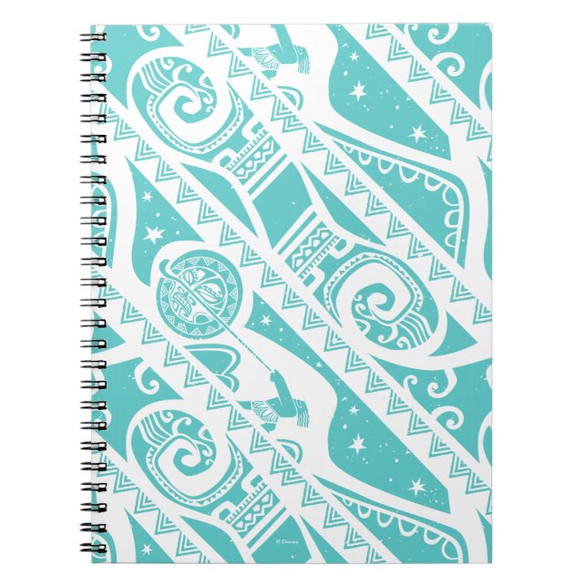 Moana | Teal Tribal Pattern Notebook (Front)