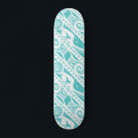 Moana | Teal Tribal Pattern Skateboard Deck<br><div class="desc">Celebrate the mighty Maui in this tribal style pattern of the demigod from Disney's Moana. This cool Oceanic art in the style of his animated tattoos, showcases one of his many accomplishments. Here we see the South Pacific demigod and his magic fish hook pulling the sun to provide warmth to...</div>