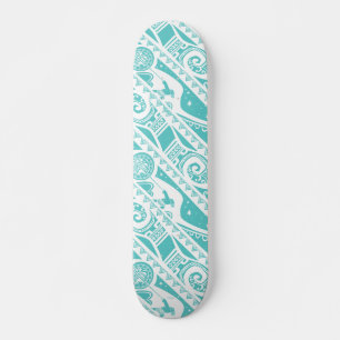 Moana Teal Tribal Pattern Skateboard Deck