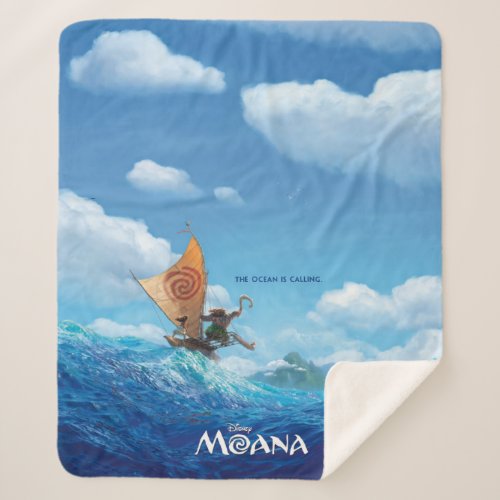 Moana  The Ocean Is Calling Sherpa Blanket