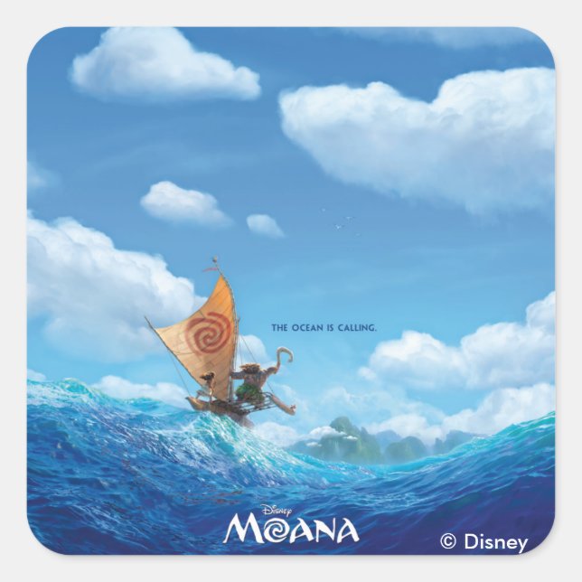 Moana | The Ocean Is Calling Square Sticker (Front)