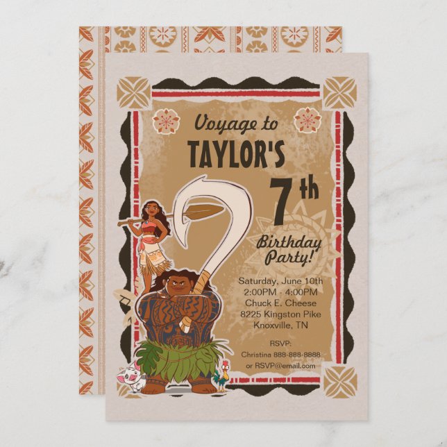 Moana | Tribal Birthday Invitation (Front/Back)