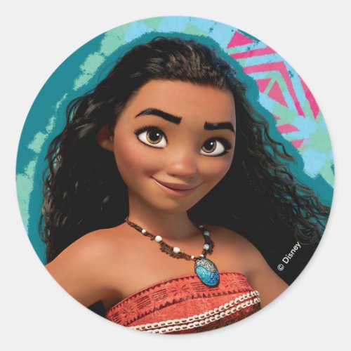 Moana  Vintage Island Girl Classic Round Sticker