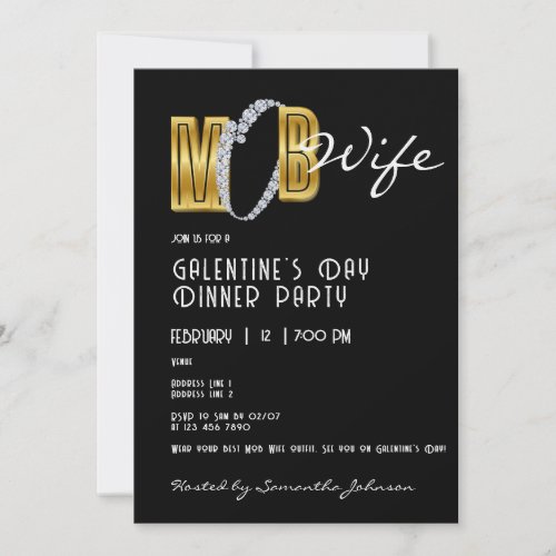 Mob Wife  Cocktail Galentines Dinner Brunch Party Invitation