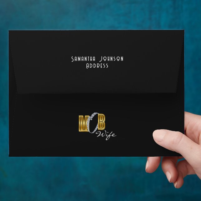 Mob Wife & Cocktails Black Bach Bachelorette Party Envelope (Hand)