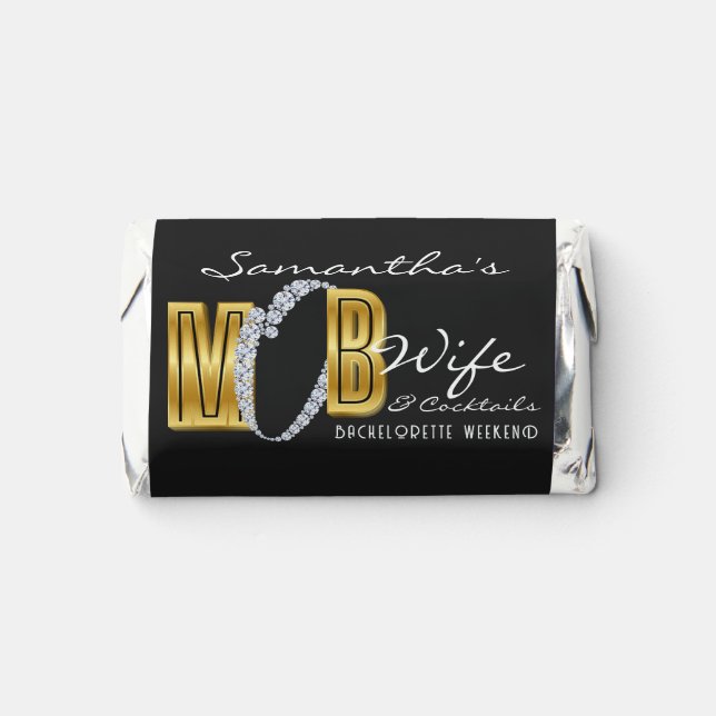 Mob Wife & Cocktails Black Bach Bachelorette Party Hershey's Miniatures (Front)