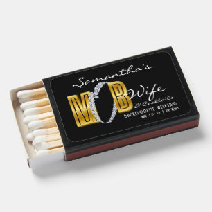 Mob Wife & Cocktails Black Bach Bachelorette Party Matchboxes