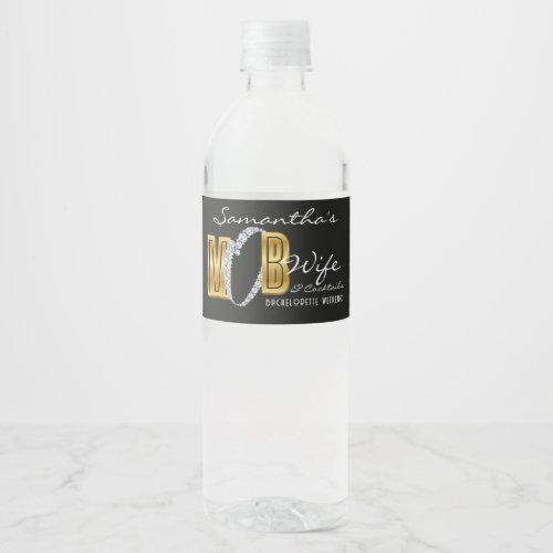 Mob Wife  Cocktails Black Bach Bachelorette Party Water Bottle Label