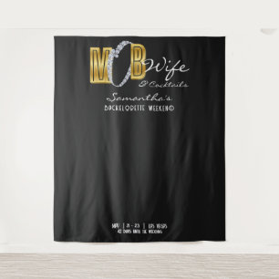 Mob Wife Martini Black Bachelorette Party Backdrop