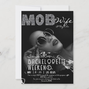 Mob Wife & Tequila Black Bach Bachelorette Party Invitation