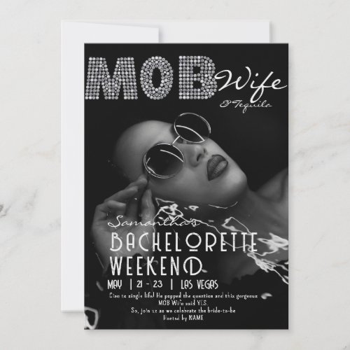 Mob Wife  Tequila Black Bach Bachelorette Party Invitation