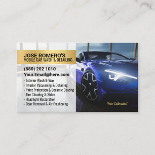 Mobil Blue Car Wash & Auto Detailing Business Card