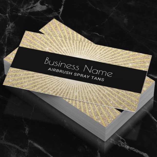 Mobile Airbrush Spray Tans Modern Gold Rays Salon Business Card (Creator Uploaded)