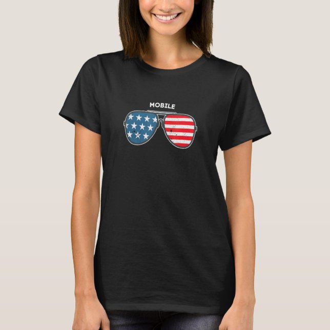 Mobile Alabama Al Us Cities America 4th Of July T-Shirt (Front)
