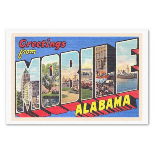 Mobile Alabama AL Vintage Large Letter Postcard 1 Tissue Paper
