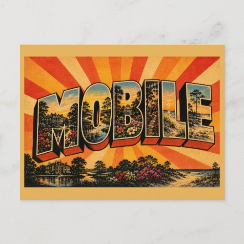 Mobile Alabama Gulf Coast Gardens Delta Art Postcard