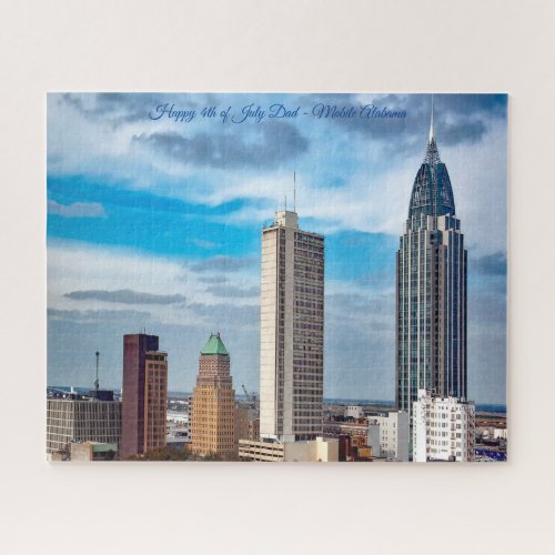 Mobile Alabama Happy 4th of July Dad Jigsaw Puzzle