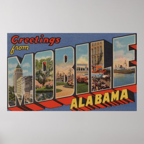 Mobile Alabama _ Large Letter Scenes Poster