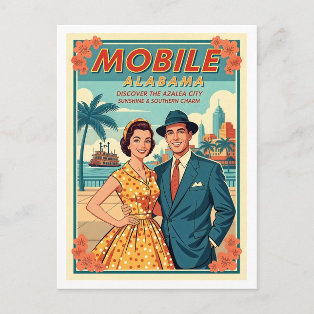 Mobile, Alabama Memories – Retro 1950s Postcard (Front)