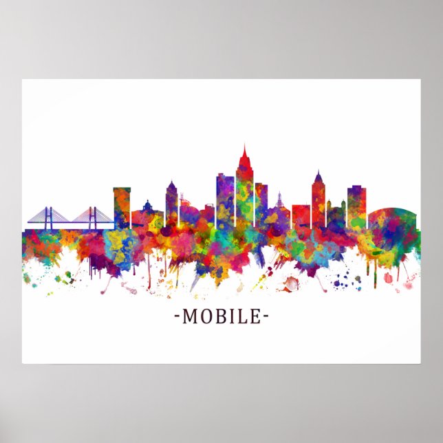 Mobile Alabama Skyline Poster (Front)