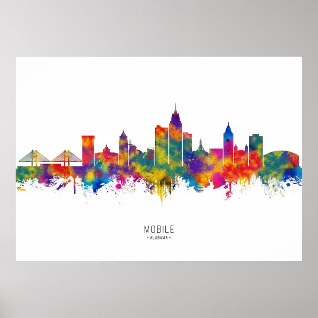 Mobile Alabama Skyline Poster (Front)