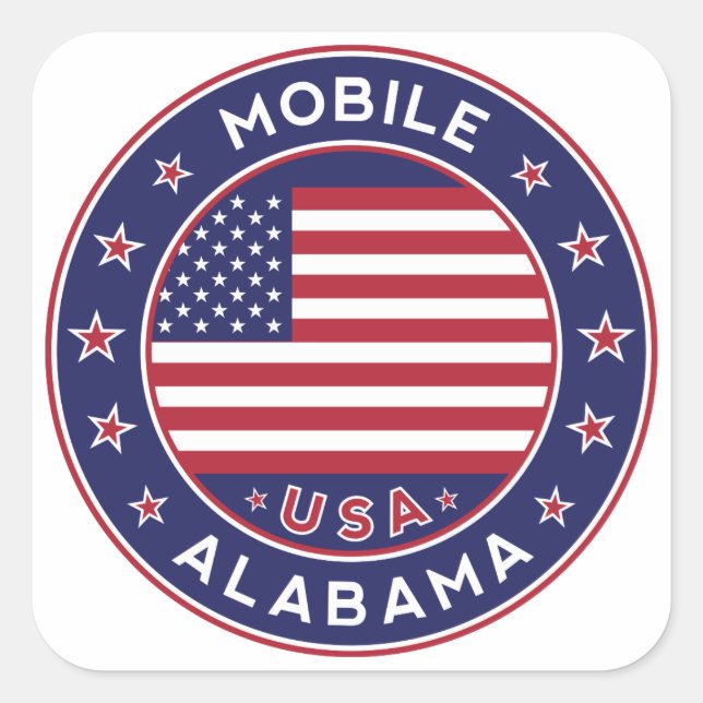Mobile, Alabama Square Sticker (Front)