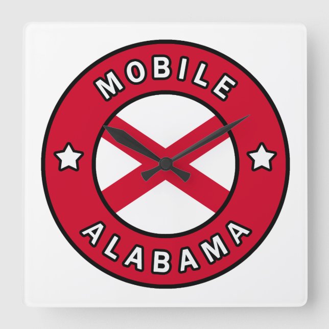 Mobile Alabama Square Wall Clock (Front)