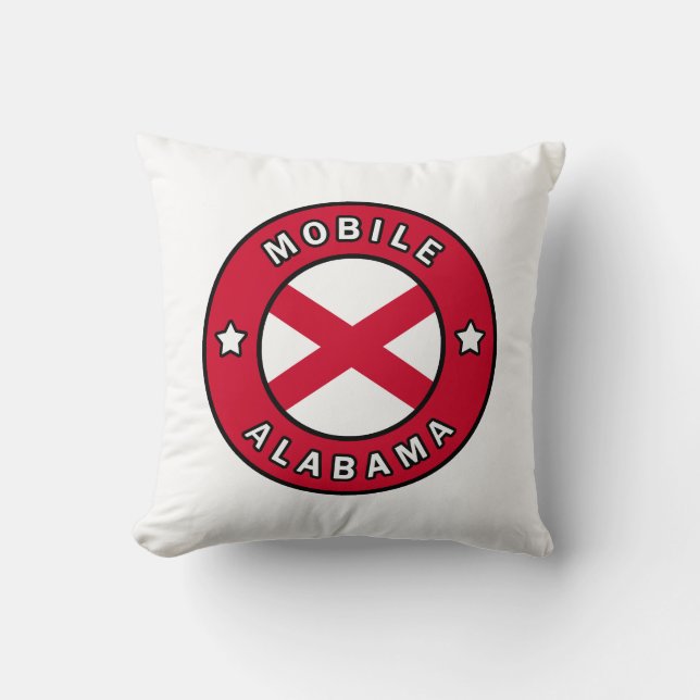 Mobile Alabama Throw Pillow (Front)