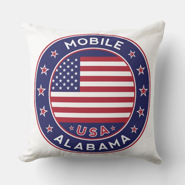 Mobile, Alabama Throw Pillow (Front)