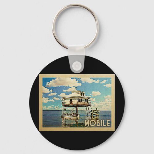 Mobile Alabama Vintage Travel Keychain