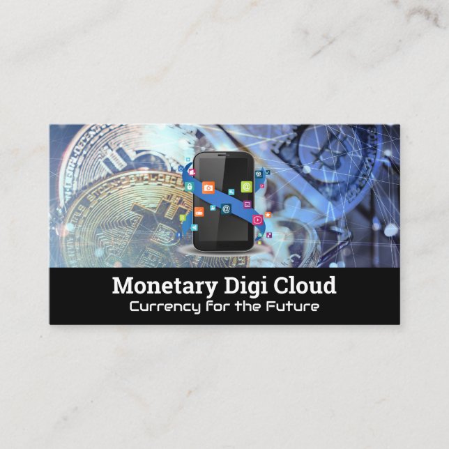 Mobile Apps Logo | Crypto Currencies Business Card (Front)