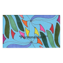 Mobile art with blade shapes in multiple colors