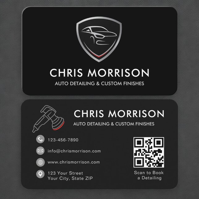 Mobile Auto Detailing Car Wash QR Code Business Card (Creator Uploaded)